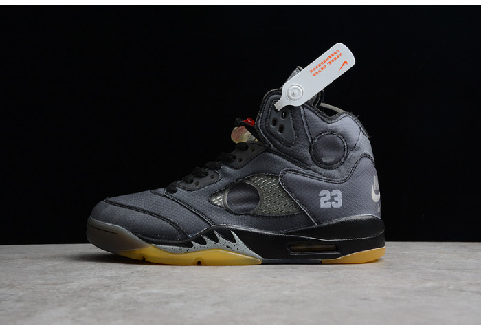 Air Jordan 5 Retro O-W Black/Muslin-Fire Red  CT8480-001
