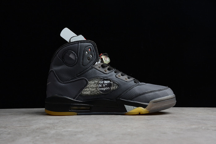 Air Jordan 5 Retro O-W Black/Muslin-Fire Red CT8480-001