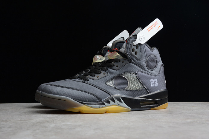 Air Jordan 5 Retro O-W Black/Muslin-Fire Red CT8480-001