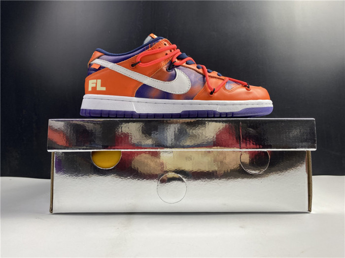 O-W x Nike SB Dunk Low Orange Perple White CT0856-801