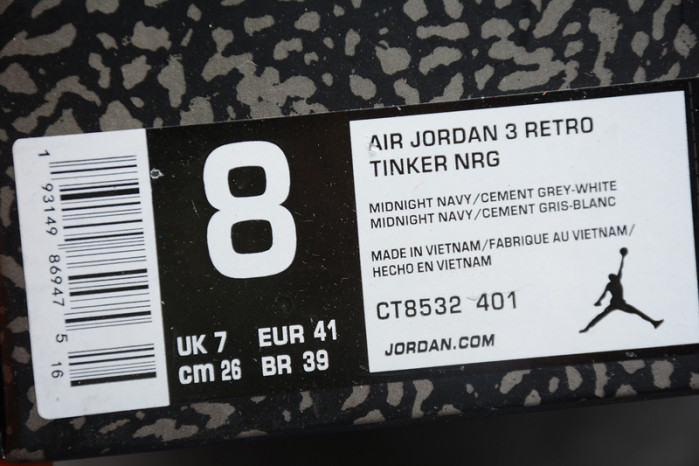 Air Jordan 3 “Midnight Navy”CT8532-401