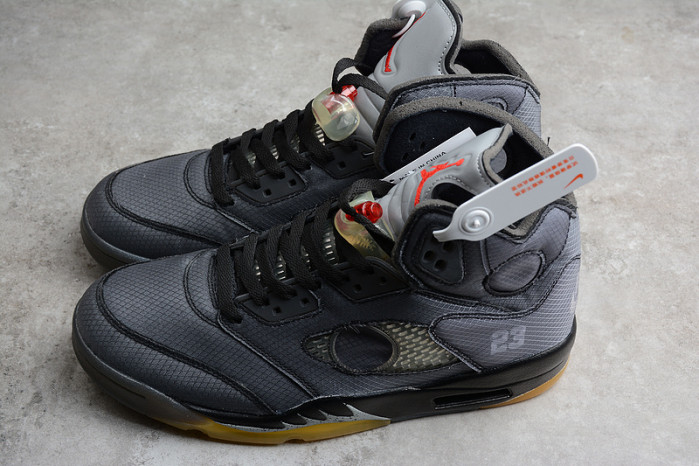 Air Jordan 5 Retro O-W Black/Muslin-Fire Red CT8480-001