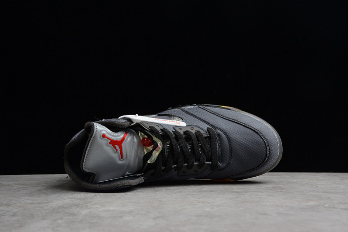 Air Jordan 5 Retro O-W Black/Muslin-Fire Red CT8480-001